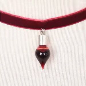 “Blood Bulb” Red Liquid Bloody Bottle Vial Vampire Horror Gothic Velvet Choker